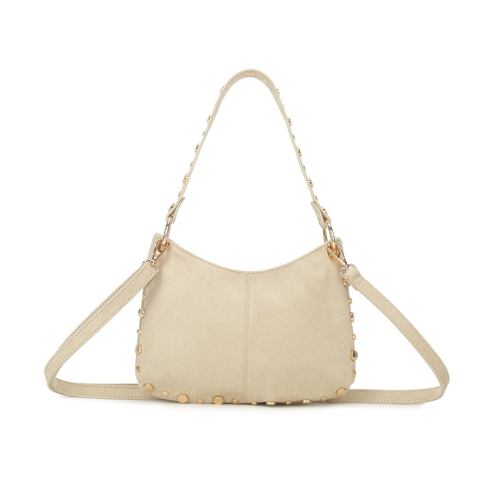 Suede Schoudertas Met Studs - Beige