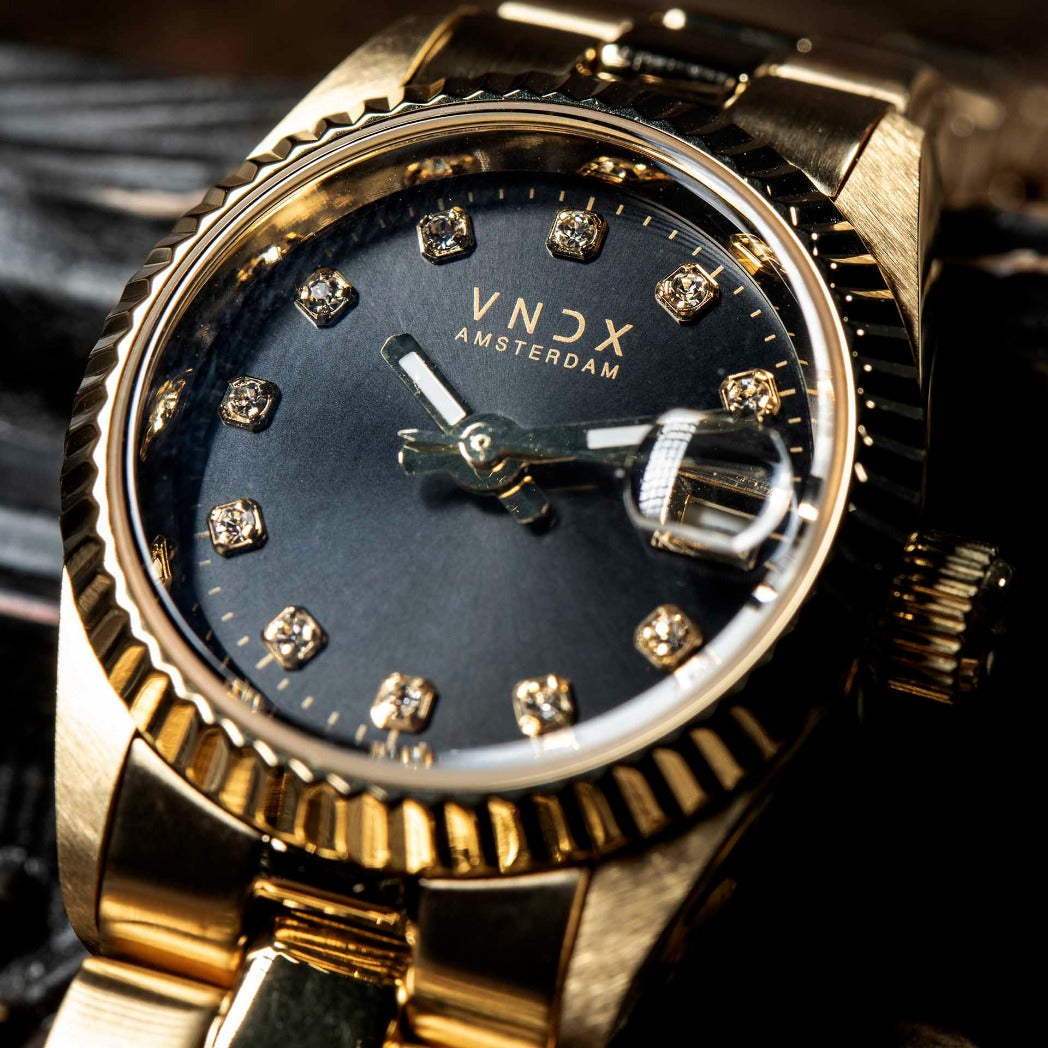 Vooraanzicht | Dames horloge kopen | Dare Devil XS Goud Zwart
