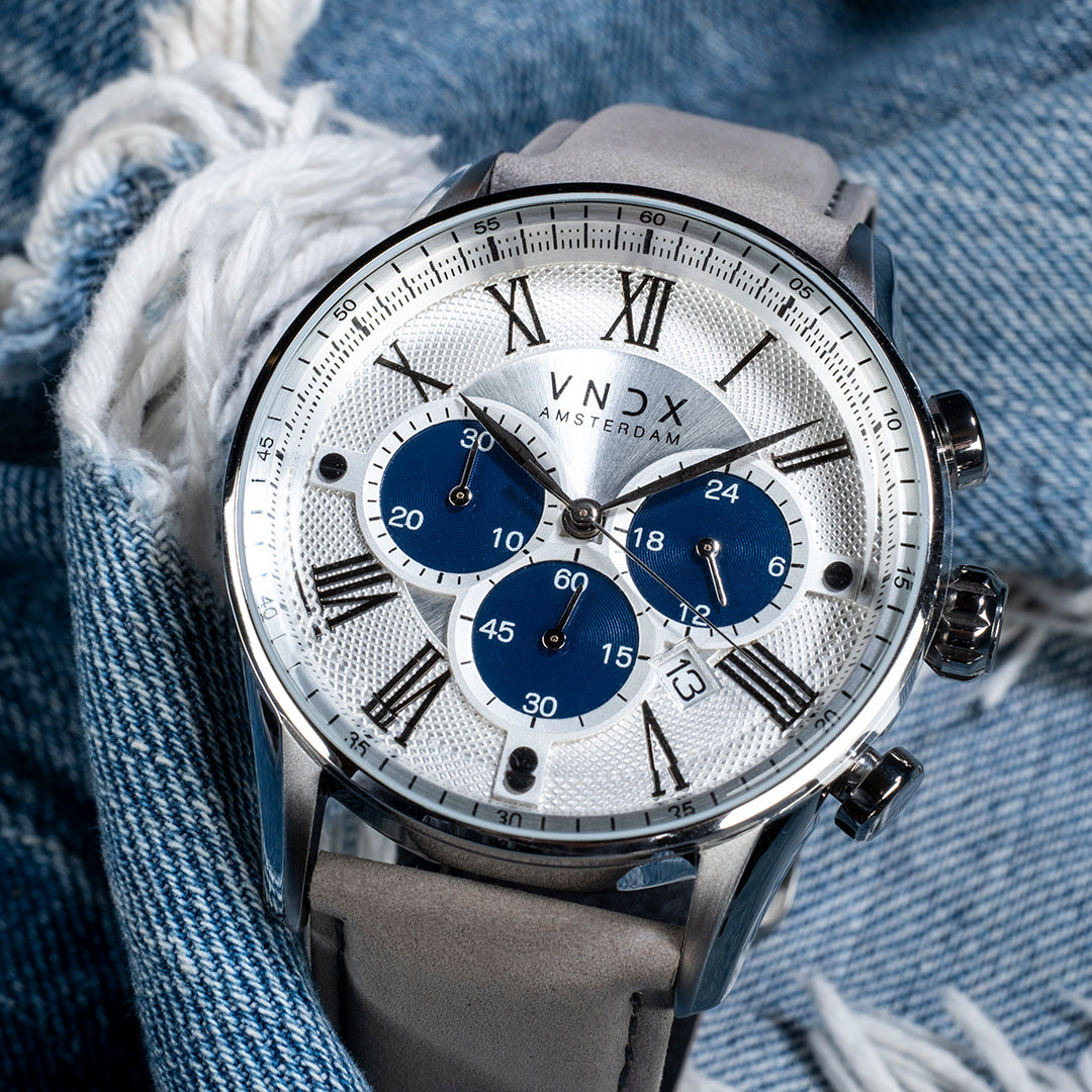 The Chief Two-Tone Blauw Leder Grijs