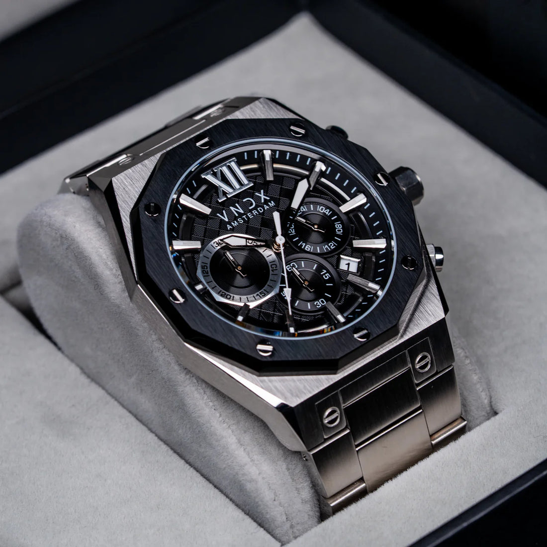 VNDX Horloge - Wise Man Staal Zilver Zwart