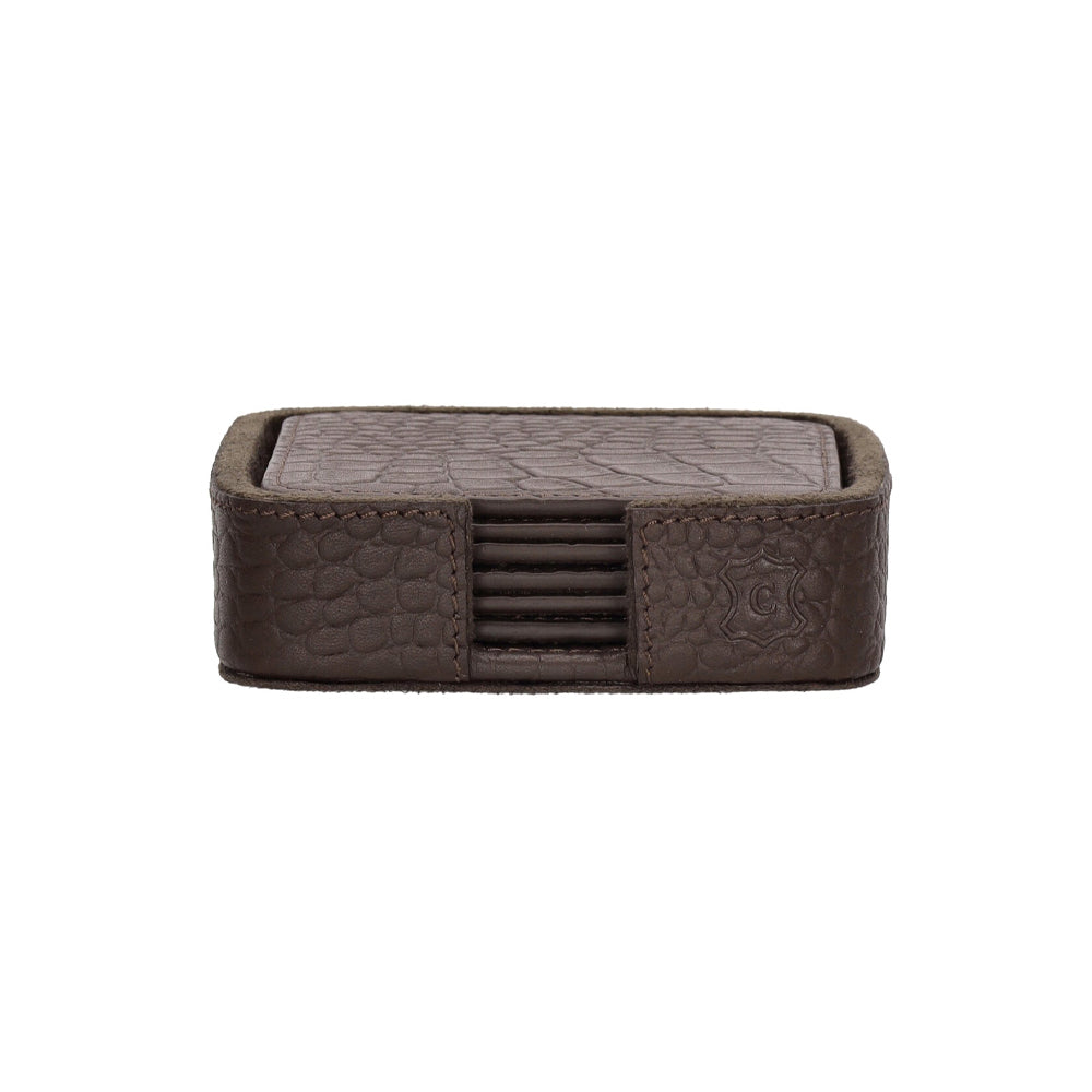Chamada Onderzetters - Carmen XS - Vierkant - Donkerbruin Croco Leer