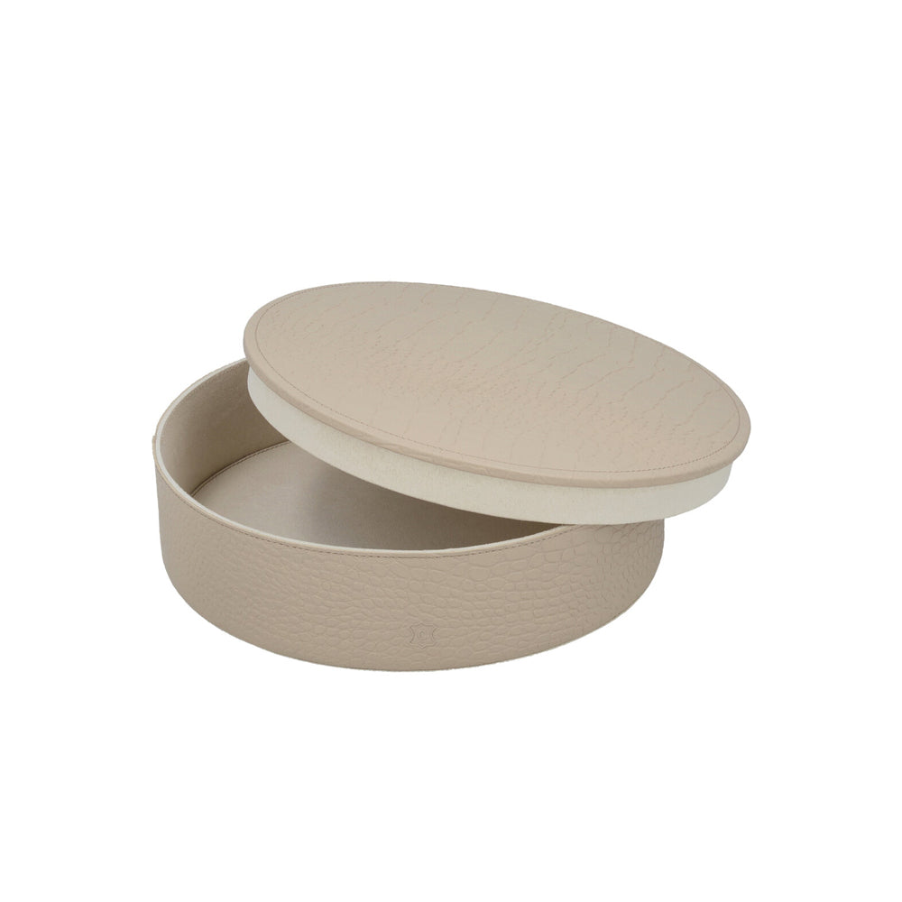 Chamada Opbergboxen - Merel - Rond - Beige Croco Leer