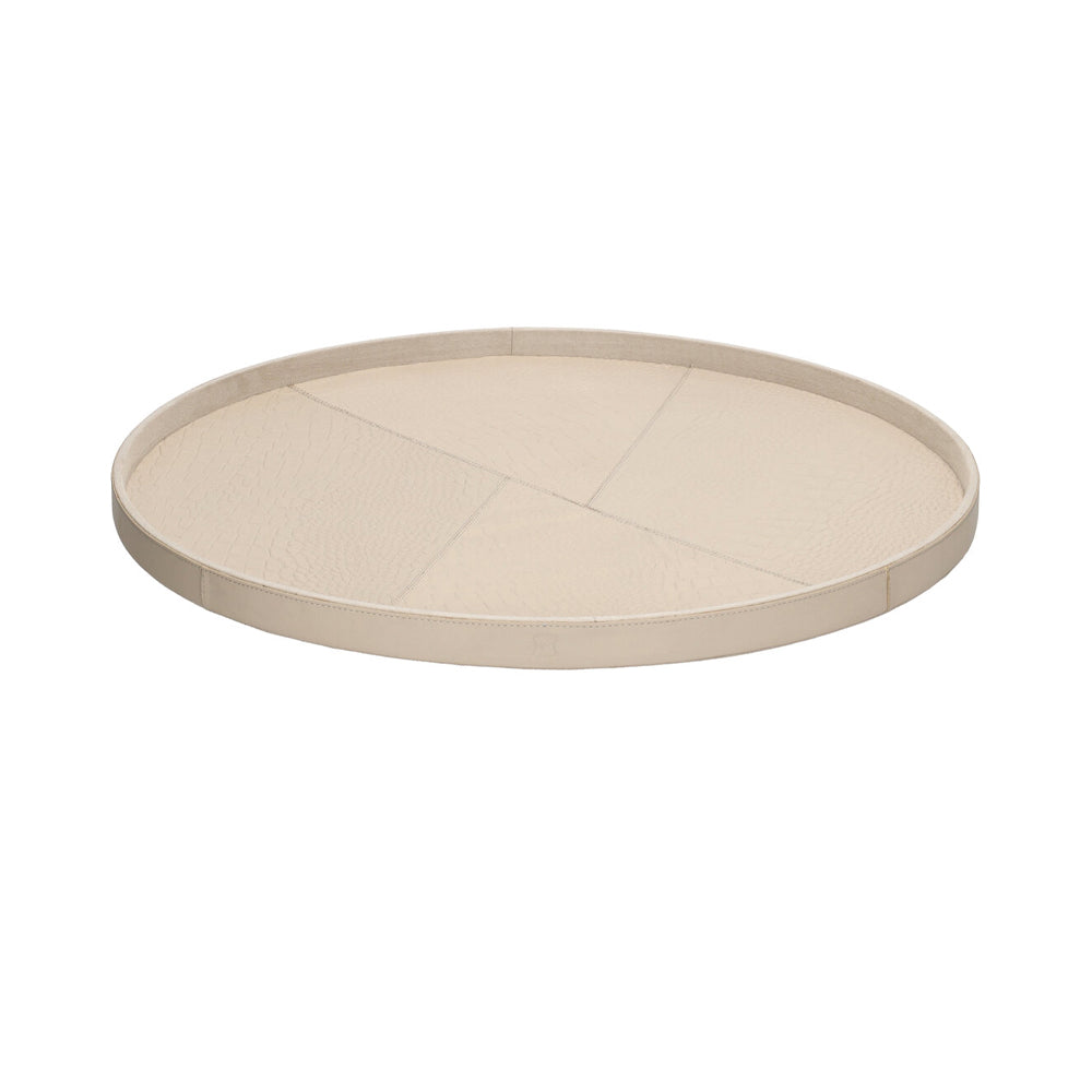 Chamada Plateau - Merel L - Rond - Beige Croco Leer