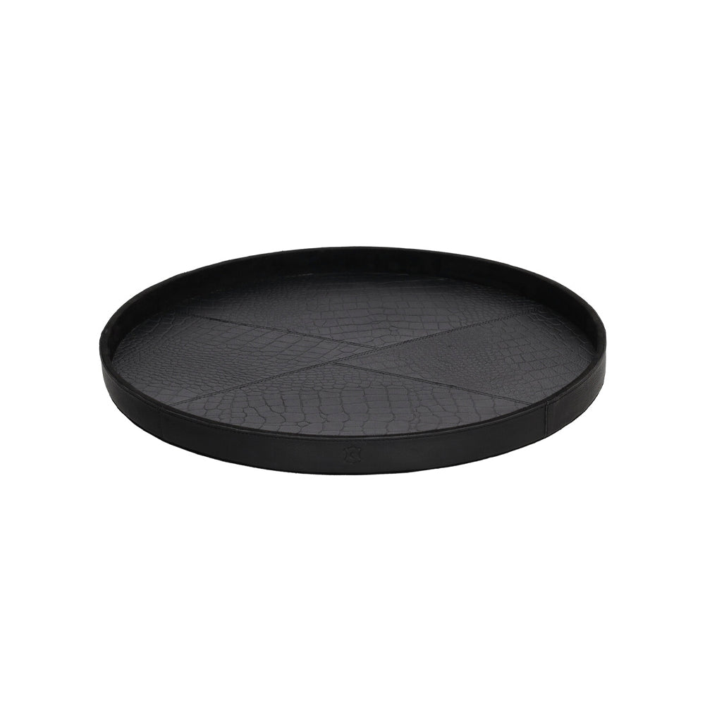 Chamada Plateau - Merel M - Rond - Zwart Croco Leer