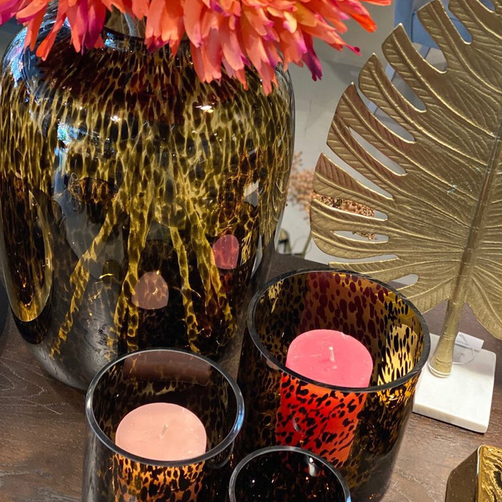 Cheetah Bulb Vase Brown - Large