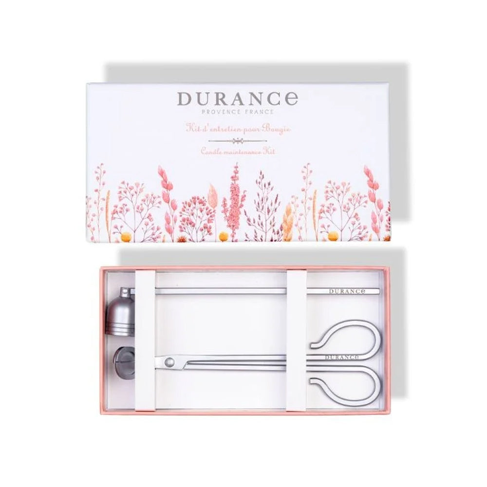 Durance kaarsendover en lonten knipper in luxe cadeaudoos.