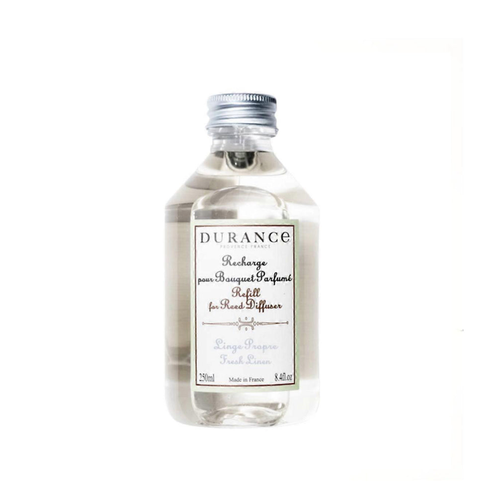 250 ml Durance navulling voor geurstokjes in de geur Fresh Linen.
