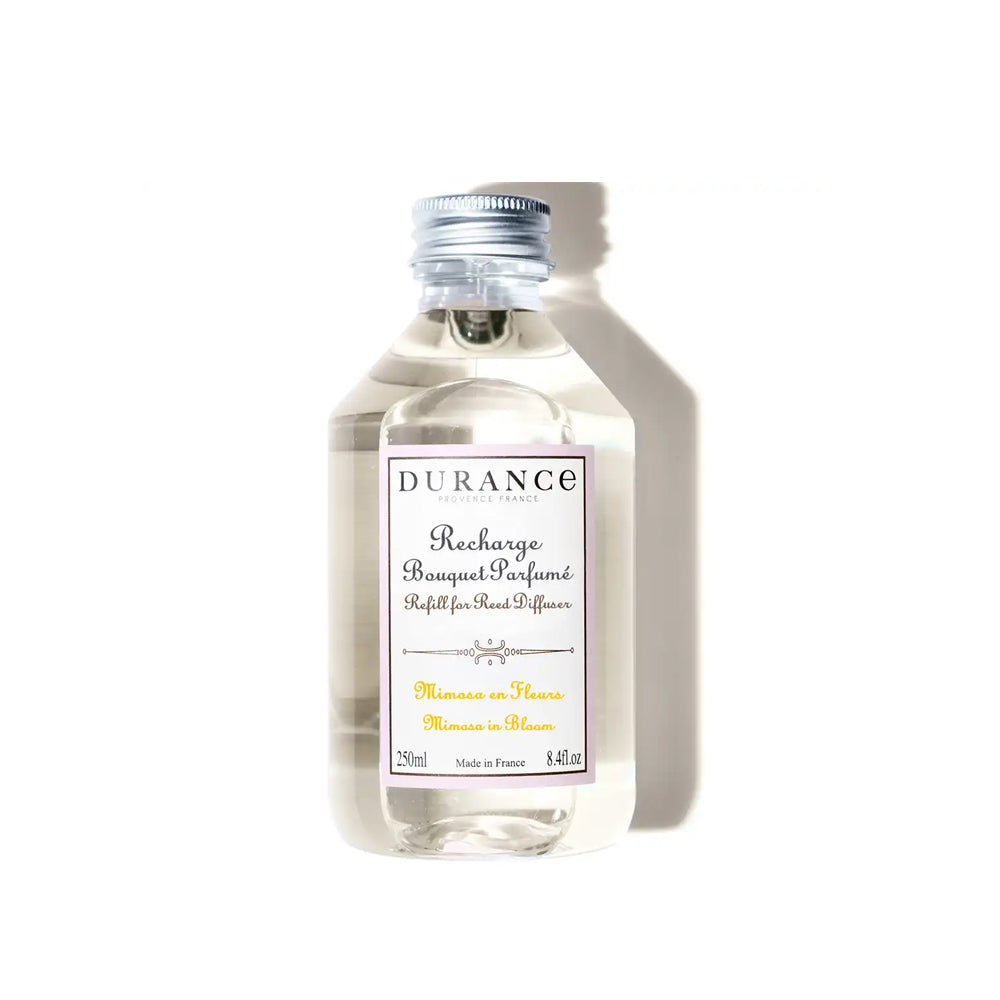 250 ml Durance navulling voor geurstokjes in de geur mimosa in Bloom.