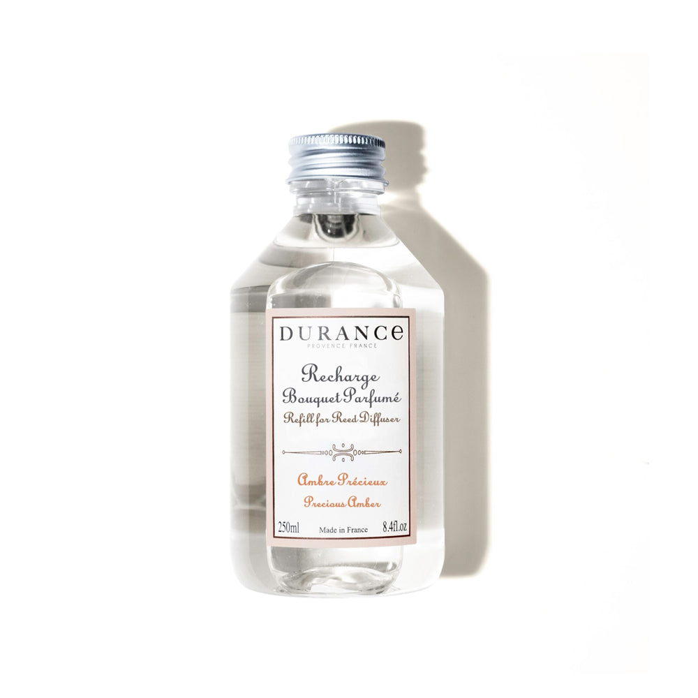 250 ml Durance navulling voor geurstokjes in de geur Precious Amber.