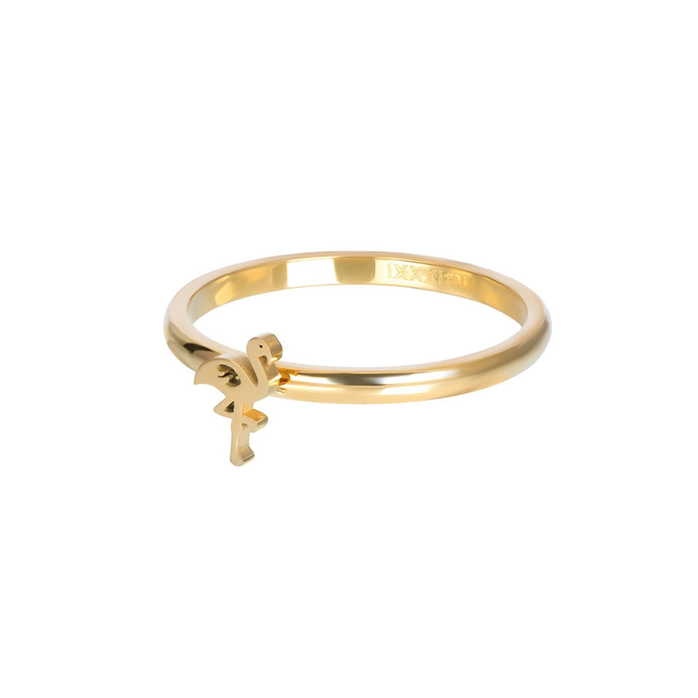 Goudkleurige IXXXI dames vulring met een flamingo als symbool.