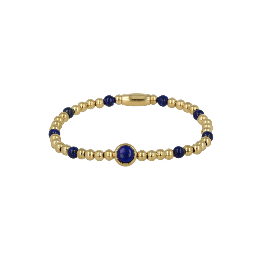 My Bendel - Gouden Kralen Armband Met Lapis Lazuli Edelstenen