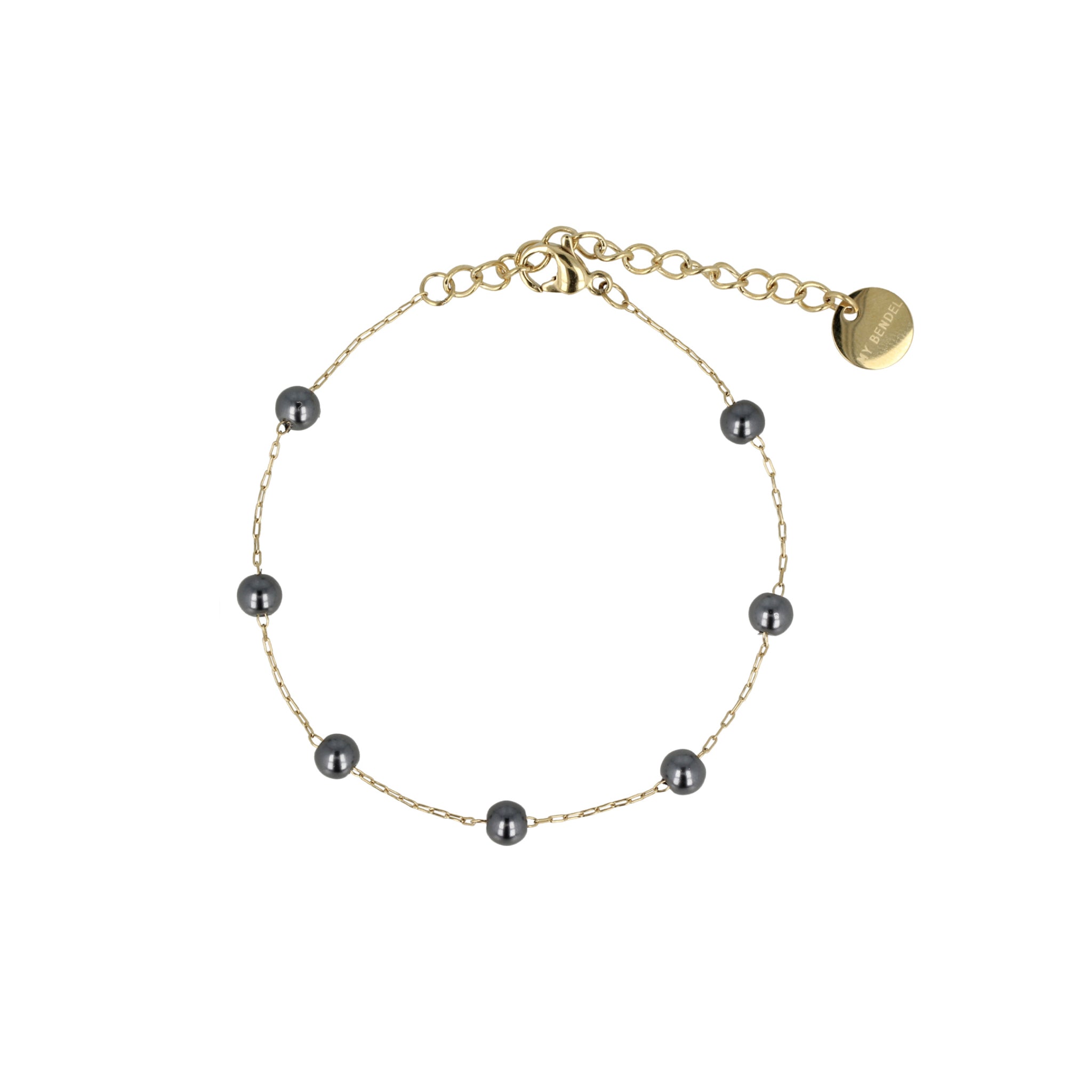 My Bendel - Schakel Armband Met Black Pearl Parels
