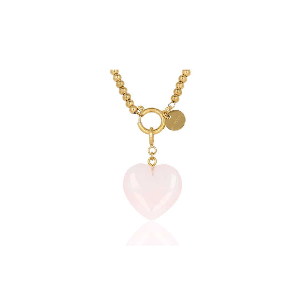 My Bendel - Ketting Met Rose Quartz Hart