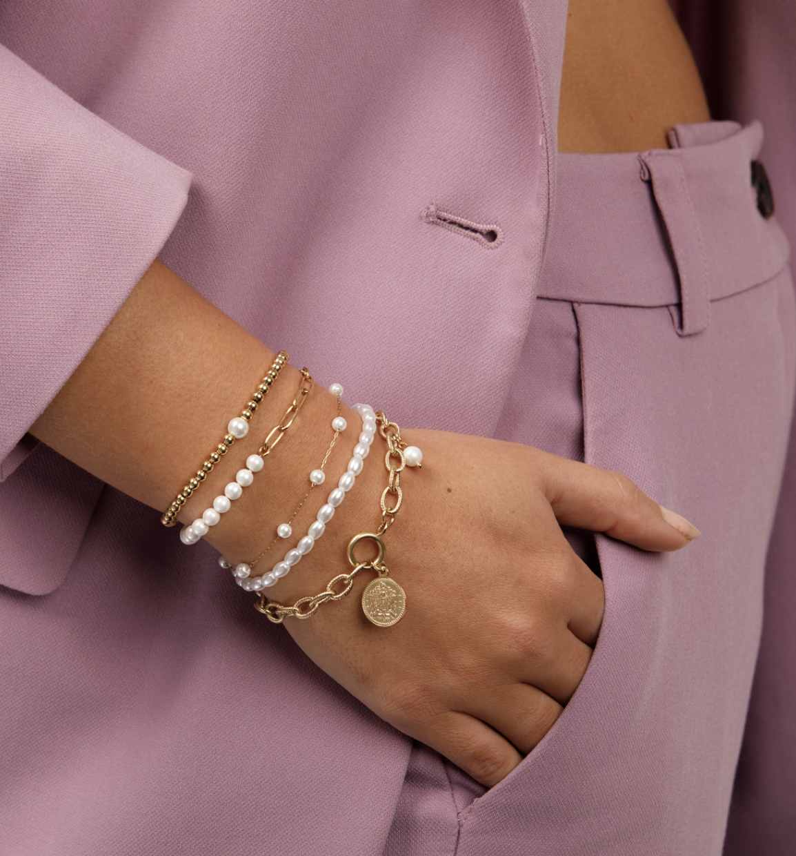 My Bendel - Kralen Armband Met Witte Parel