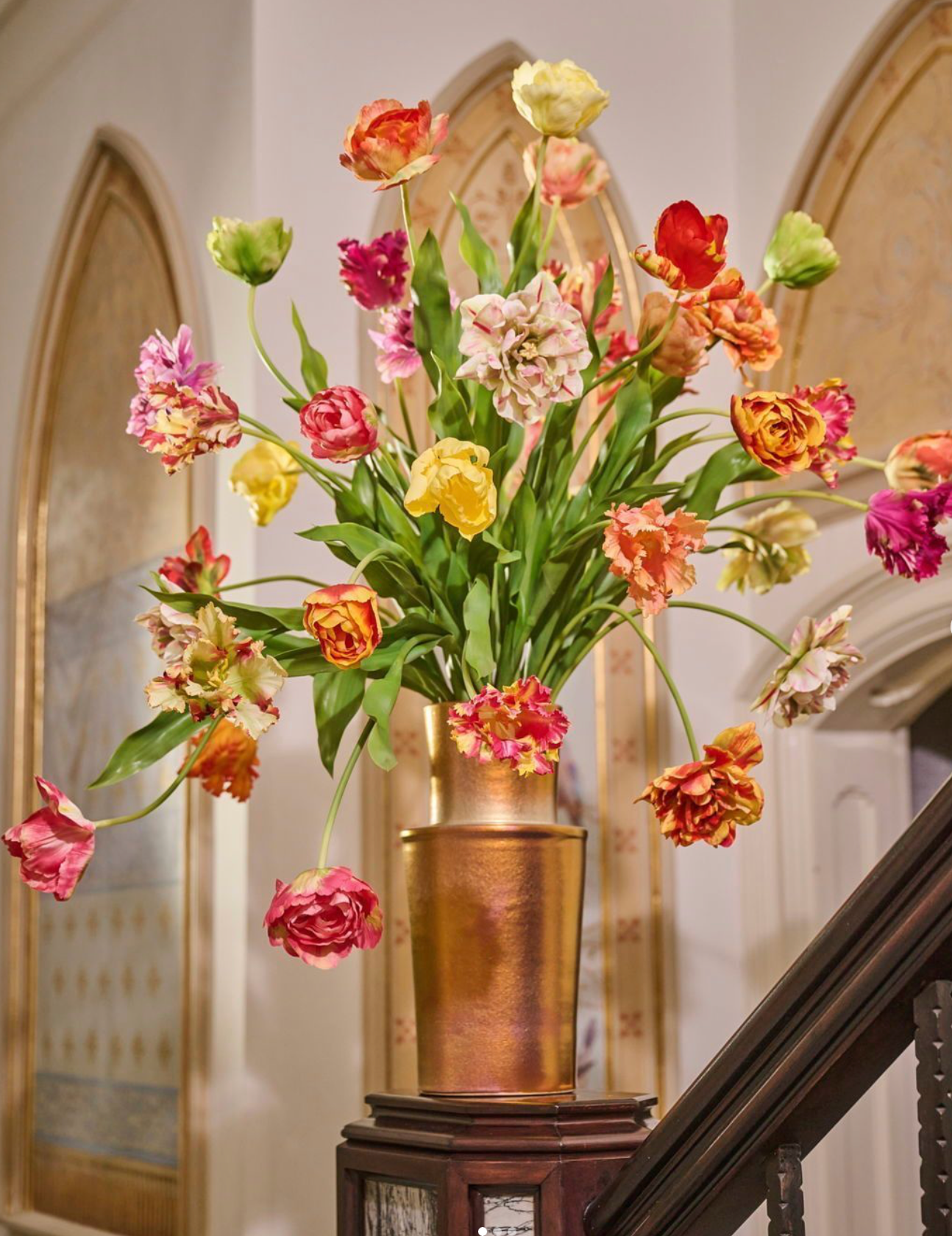 Zijden Bloemen - Silk-Ka - Papegaai Tulp Rood / Geel