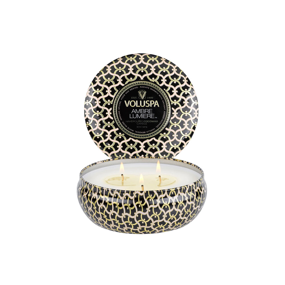 voluspa geurkaars ambre lumiere groot blikje