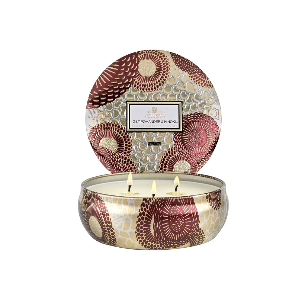 voluspa geurkaars gilt pomander & hinoki groot blikje