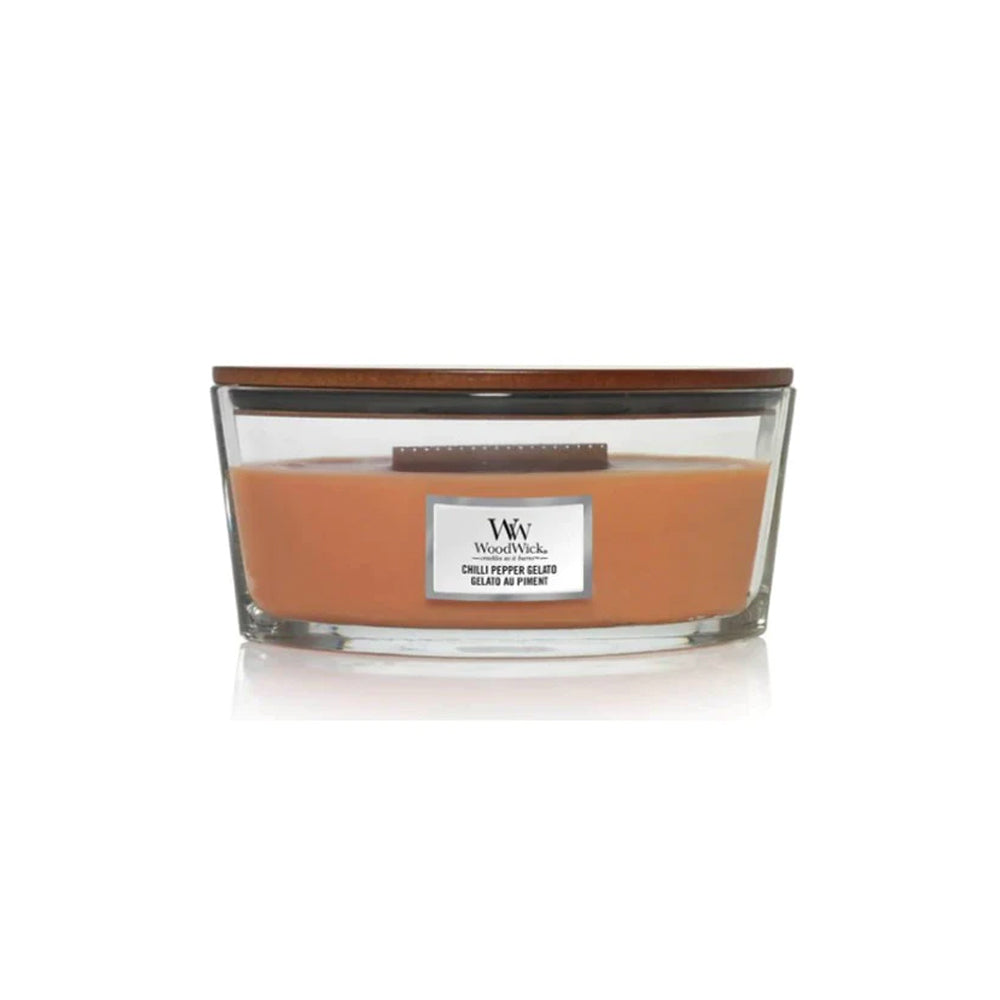 oranje woodwick geurkaars ellipse chilli pepper gelato