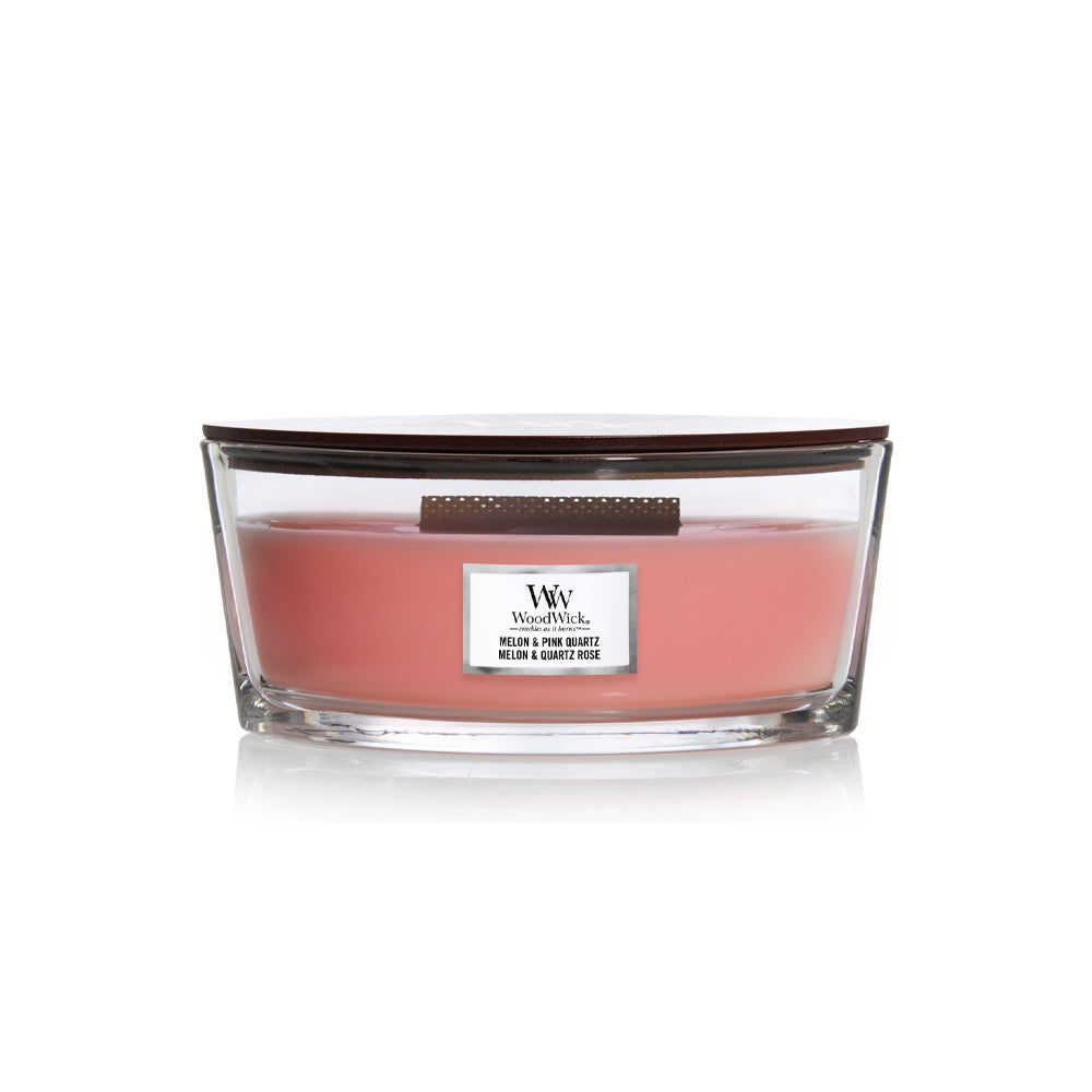 woodwick geurkaars ellipse melon & pink quartz