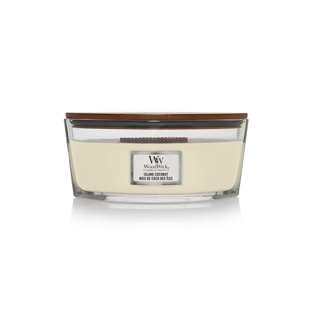 woodwick geurkaars ellipse island coconut