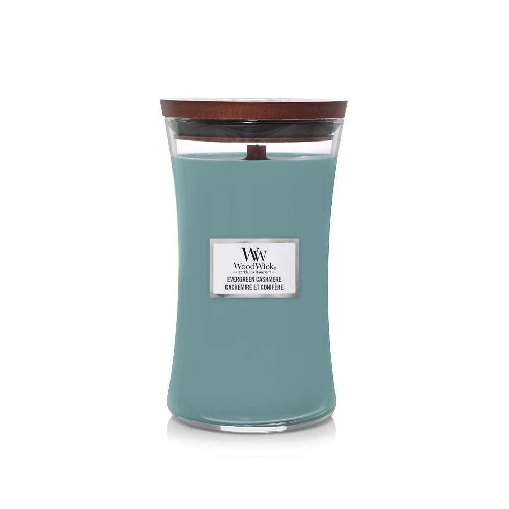 woodwick geurkaars large evergreen cashmere