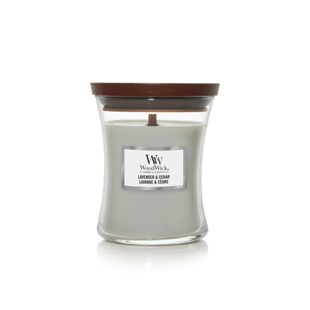 woodwick geurkaars medium lavender cedar