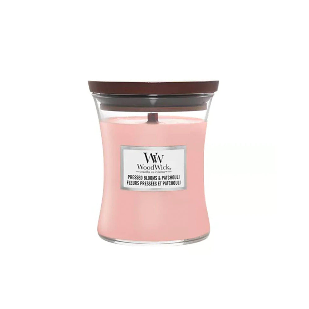 woodwick geurkaars medium pressed Blooms & patchouli