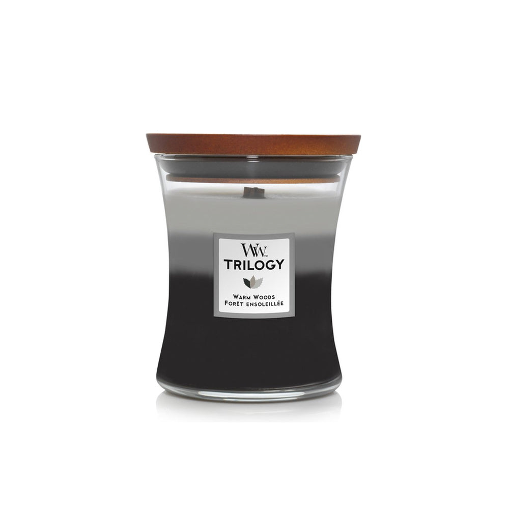 woodwick geurkaars medium trilogy warm woods