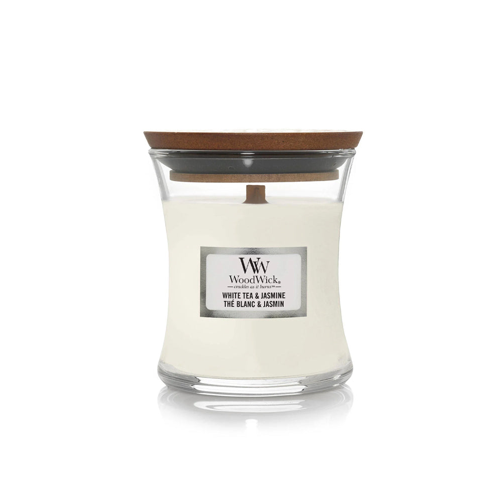 woodwick geurkaars medium white tea jasmine