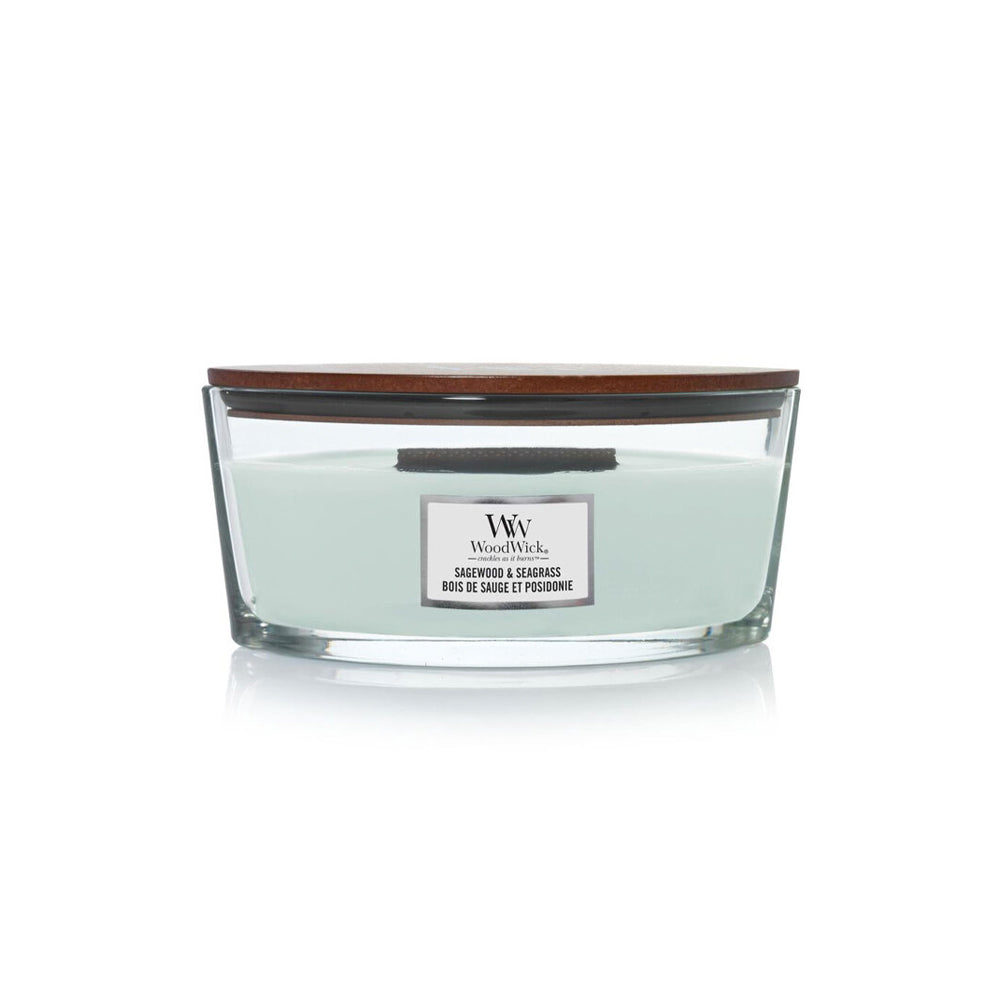 woodwick geurkaars ellipse sagewood & seagrass