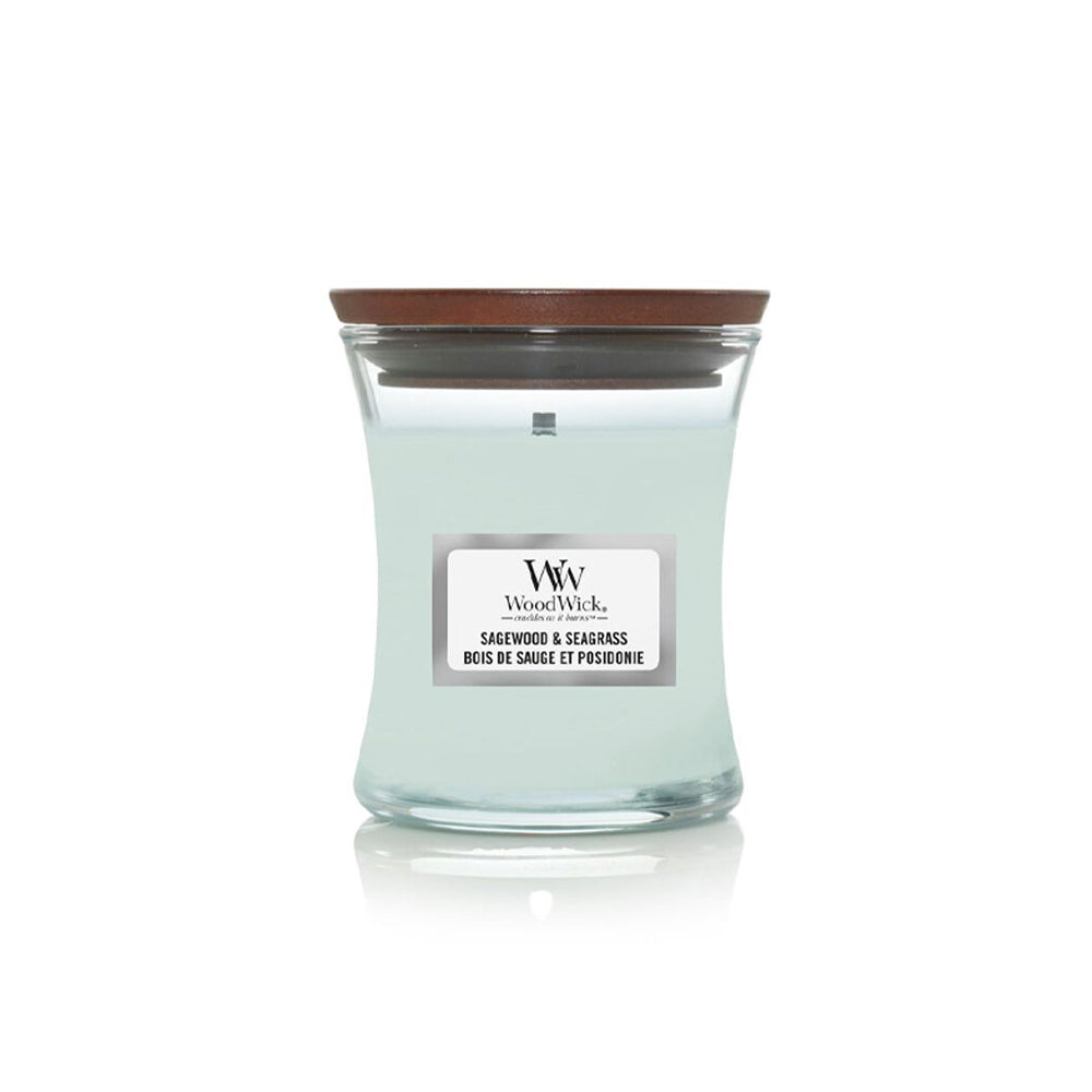 woodwick geurkaars medium sagewood & seagrass