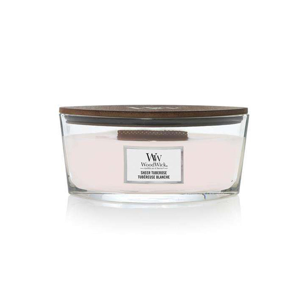 woodwick geurkaars ellipse sheer tuberose