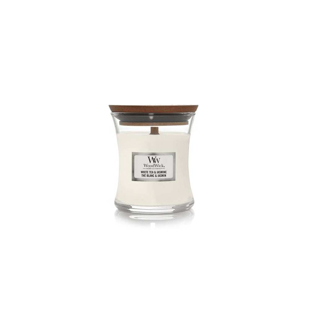 witte woodwick geurkaars white tea & jasmine mini
