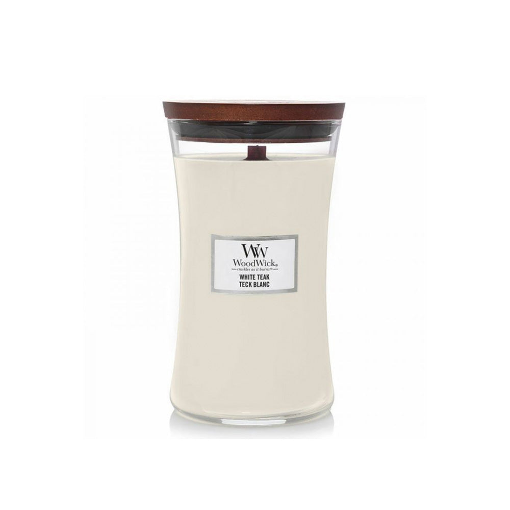 woodwick geurkaars large white teak
