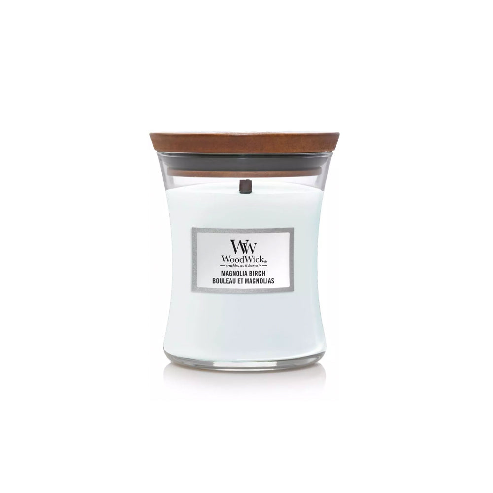 woodwick geurkaars medium magnolia birch