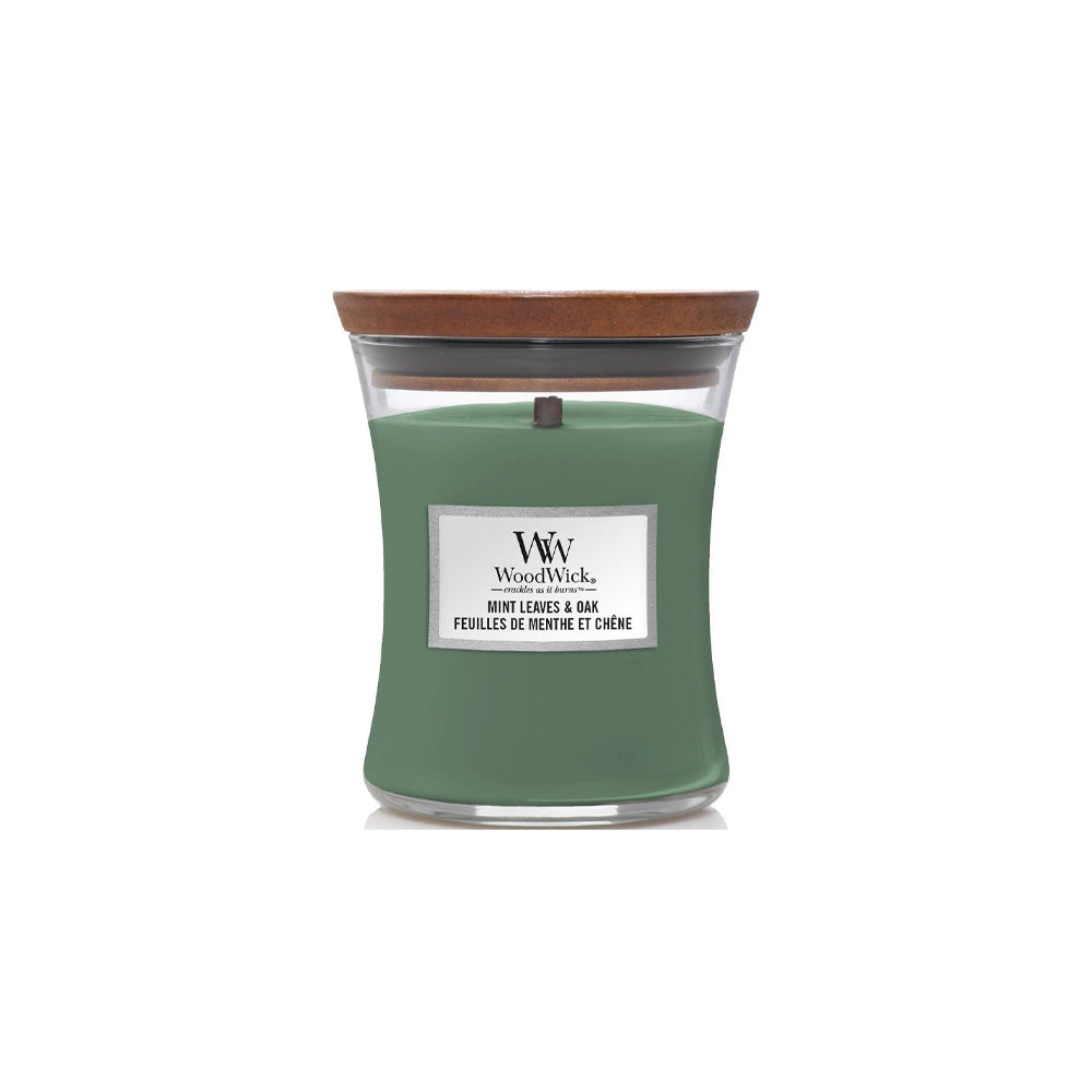 woodwick medium geurkaars mint leaves & oak