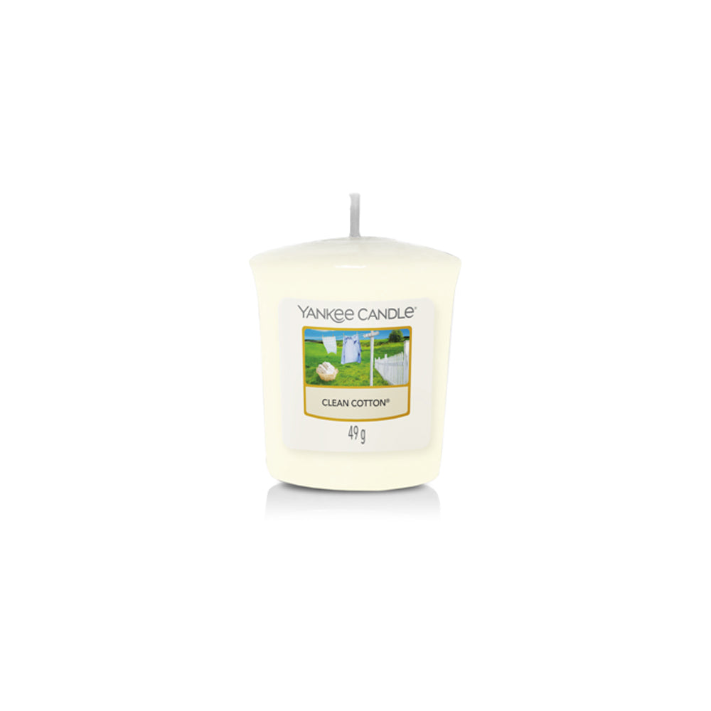 wit Yankee Candle votive geurkaarsje clean cotton