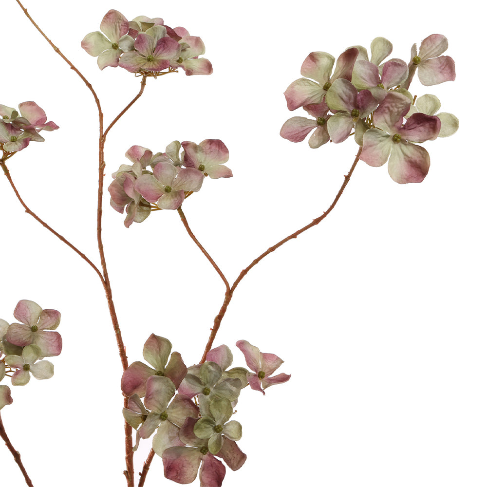 Zijden Bloemen - Hortensia Tak Groen / Roze