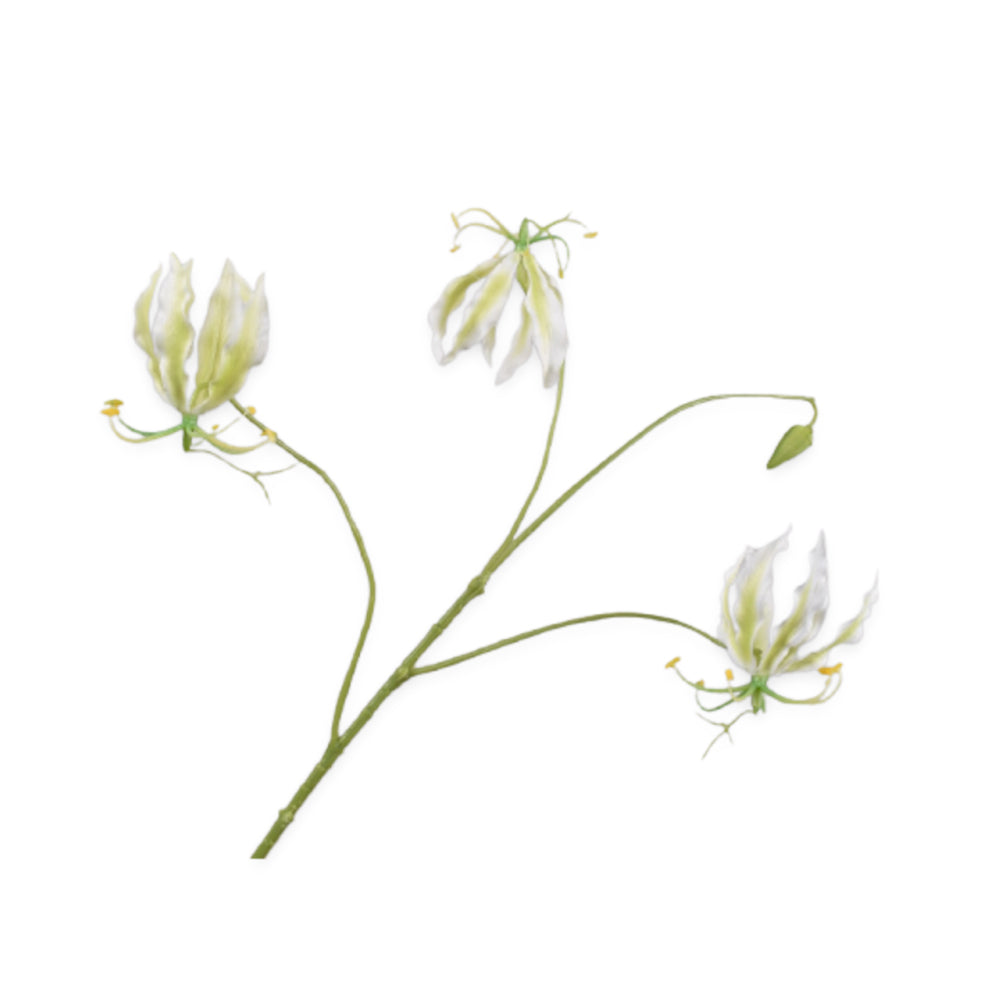 Zijden Bloemen - Silk-Ka - Gloriosa Wit / Groen