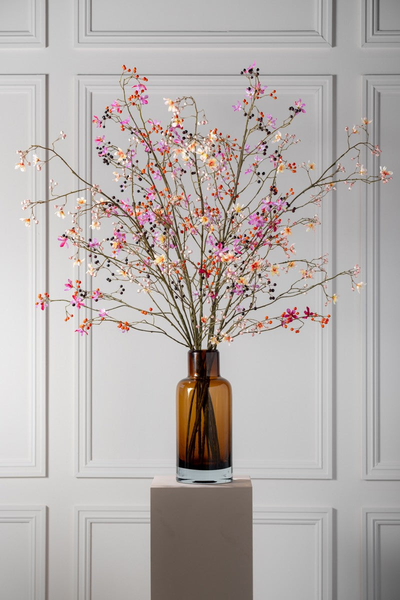 Zijden Bloemen - Silk-Ka - Roze Bessentak Met Bloesem