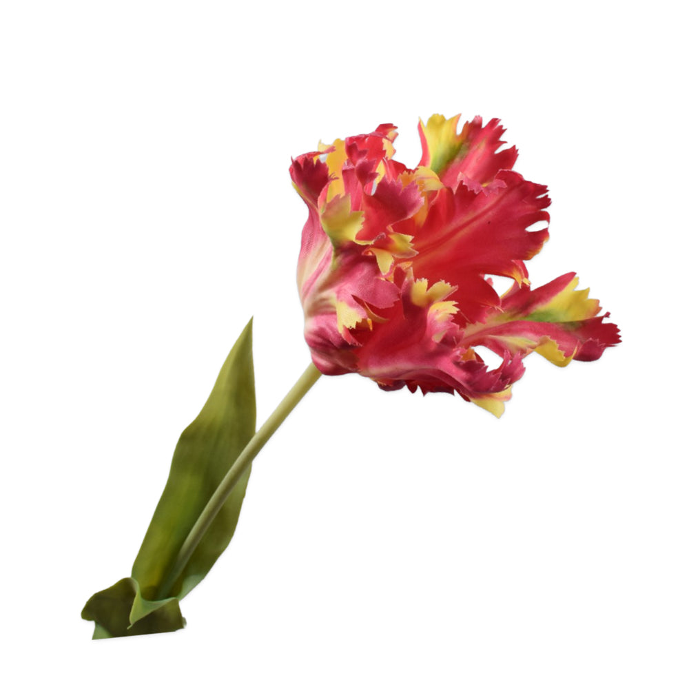 Zijden Bloemen - Silk-Ka - Papegaai Tulp Rood / Geel