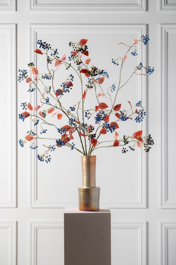 Zijden Bloemen - Silk-Ka - Zwarte Bessentak Met Herfstblad