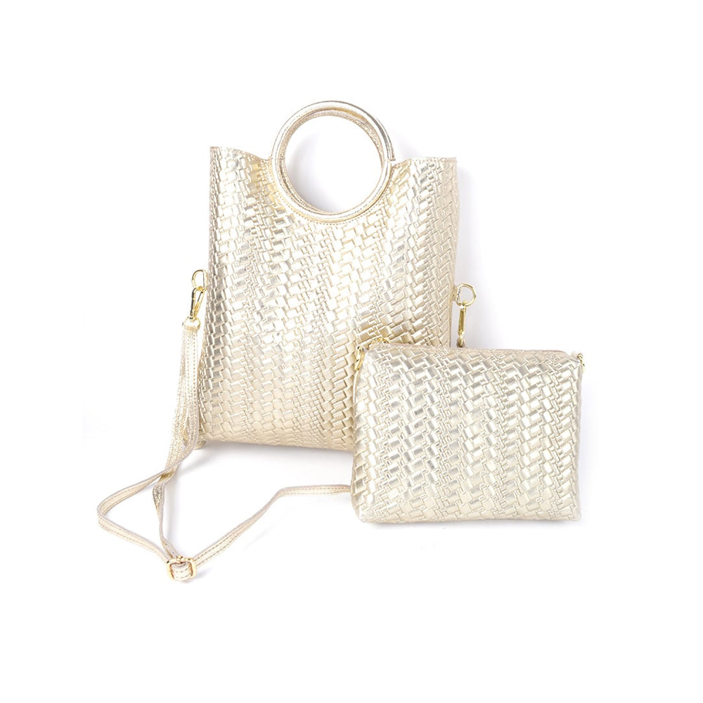 Geweven Handtas - Goud Metallic