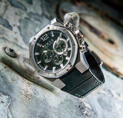 Heren horloge VNDX Amsterdam Stoer horloge mannen Chronograaf leren band Roestvrijstalen kast