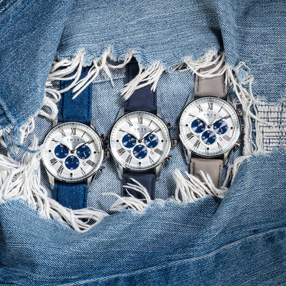 The Chief Two-Tone Blauw Leder Grijs