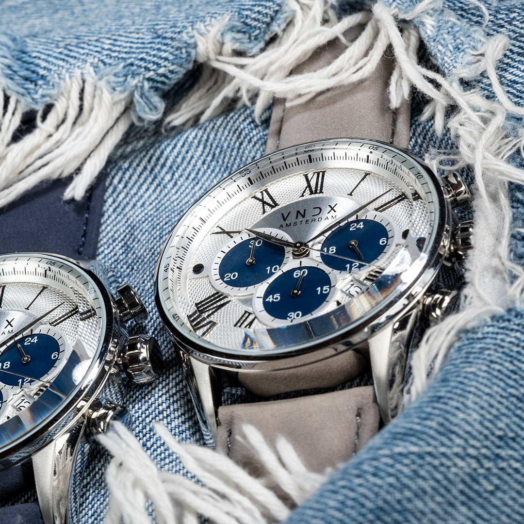The Chief Two-Tone Blauw Leder Grijs
