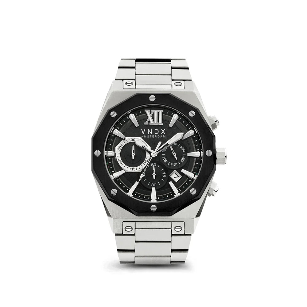 VNDX Horloge - Wise Man Staal Zilver Zwart