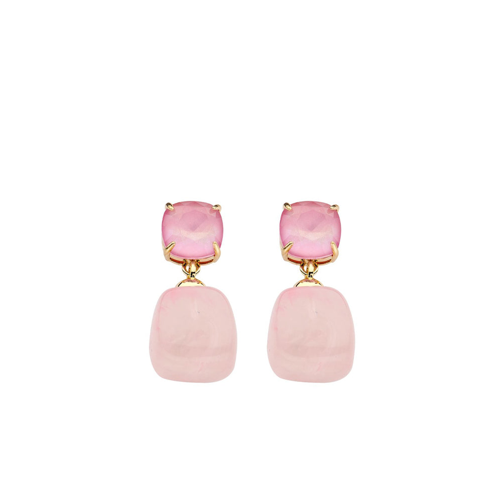 Biba - Oorbellen - Kubus Crystal Roze