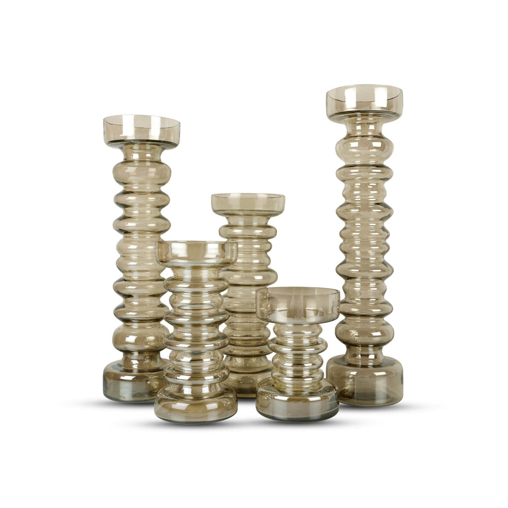 Set smoke kleurige kandelaren van het merk Bombyxx.