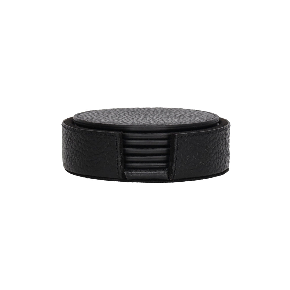 Chamada Onderzetters - Lauren XS - Rond - Zwart Leer
